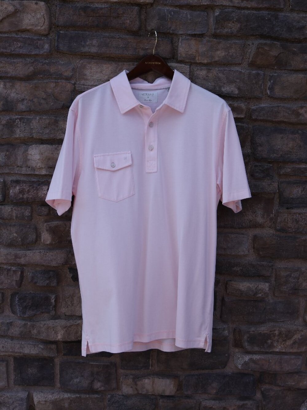 Linksoul Men’s Pink Luxury Cotton Pocket Golf Polo Medium